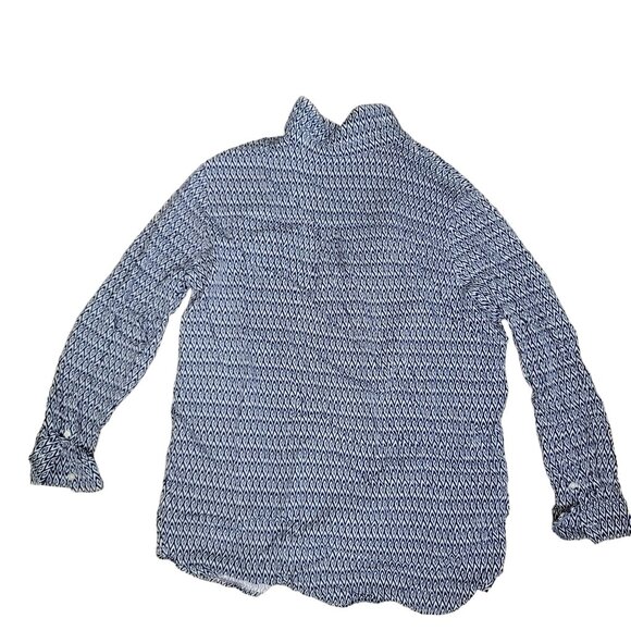 Southern Tide Women's Button-Up Shirt - Blue & White Geometric Print Soft & Bree - Picture 2 of 7